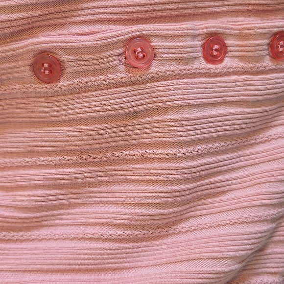 North West Blue Vintagr Pink Button-Up Ribbed Henley Cardigan Top - Picture 7 of 7